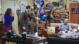 "The Celebration Experimentation" -- After more than nine years together, the gang finally celebrates Sheldon's birthday, surprising him with a special guest, on the 200th episode of THE BIG BANG THEORY, Thursday, Feb. 25 (8:00-8:31 PM, ET/PT) on the CBS Television Network. Pictured left to right: Mayim Bialik, Jim Parsons, Kunal Nayyar, Sara Gilbert, Kevin Sussman and Adam West Photo: Monty Brinton/CBS ÃÂ©2016 CBS Broadcasting, Inc. All Rights Reserved